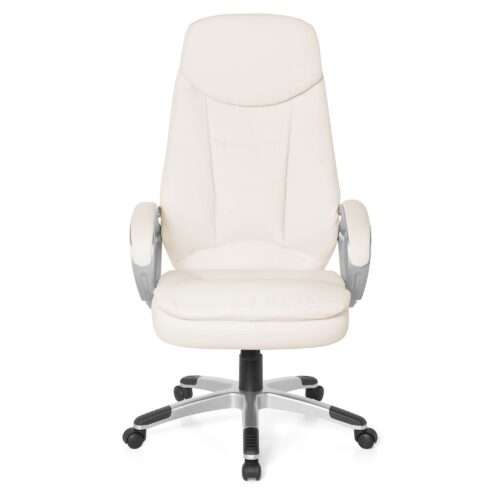 Design Bürostuhl Creme 120kg Schreibtischstuhl Kunstleder Modern Ergonomischer Chefsessel – Bild 2