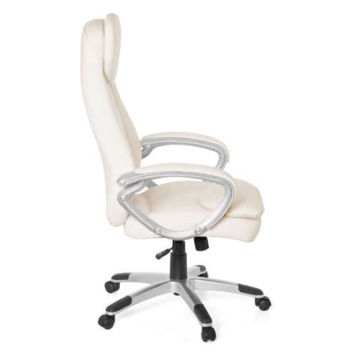 Design Bürostuhl Creme 120kg Schreibtischstuhl Kunstleder Modern Ergonomischer Chefsessel – Bild 3