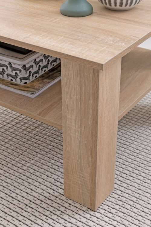 Couchtisch Sonoma Eiche 60x42x60 cm Design Holztisch mit Ablage Wohnzimmertisch – Bild 6