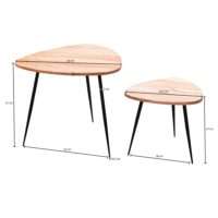 2er Set Satztisch Akazie Massivholz / Metall Couchtisch Klein | Design Beistelltisch Set Zwei Holz-Tische | Wohnzimmertisch Tisch Metallgestell – Bild 4