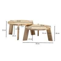 Design Couchtisch 2er Set Mango Massivholz Wohnzimmertisch Hell | Satztisch Holztisch Rund Beistelltisch | Tischset 2-teilig Kaffeetisch Holz – Bild 4