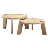 Design Couchtisch 2er Set Mango Massivholz Wohnzimmertisch Hell | Satztisch Holztisch Rund Beistelltisch | Tischset 2-teilig Kaffeetisch Holz – Bild 7