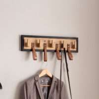 Schals und Mützen | Flurgarderobe mit Metallrahmen | Garderobe Wand Holz mit Schlaufen