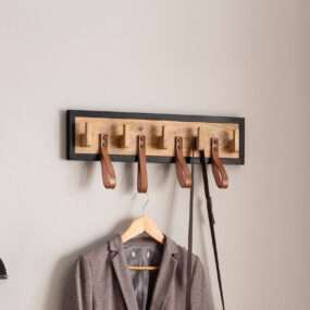 Schals und Mützen | Flurgarderobe mit Metallrahmen | Garderobe Wand Holz mit Schlaufen