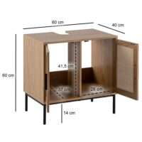 Waschbeckenunterschrank Eiche-Optik 60x60x40 cm mit Türen – Bild 4