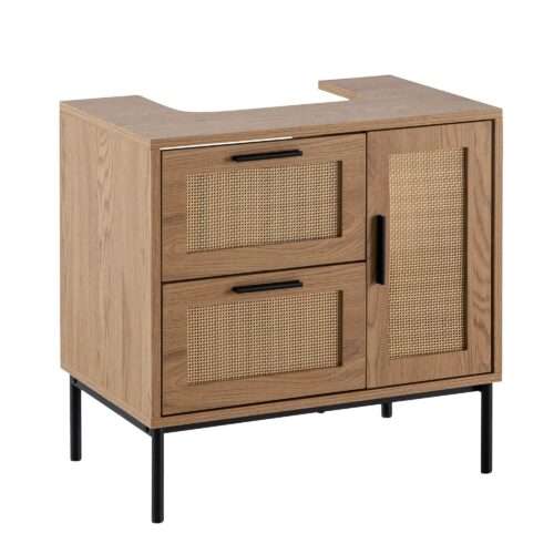 Waschbeckenunterschrank Eiche-Optik 60x60x40 cm mit Tür und Schubladen