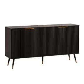 Sideboard 150x81x39 cm Anrichte Schwarz mit Eiche-Dekor