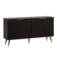 Sideboard 150x81x39 cm Anrichte Schwarz mit Eiche-Dekor – Bild 7