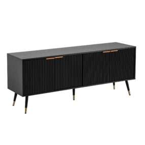 Lowboard Schwarz mit Eiche-Dekor 150x60x39 cm TV-Kommode Modern