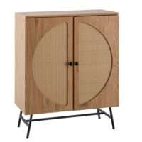 Sideboard 80x103x39 cm Highboard Eiche-Dekor mit Rattan Geflecht Modern – Bild 7