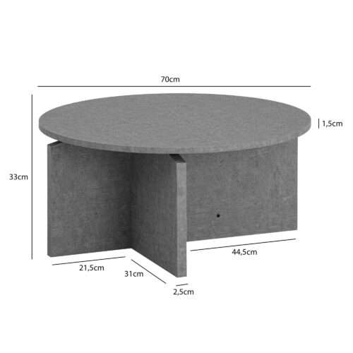 Couchtisch 70x70x33 cm Grau Sofatisch in Beton-Optik Modern Design Wohnzimmertisch – Bild 4