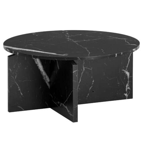 Couchtisch 70x70x33 cm Schwarz Sofatisch in Marmor-Optik Modern Design Wohnzimmertisch – Bild 7