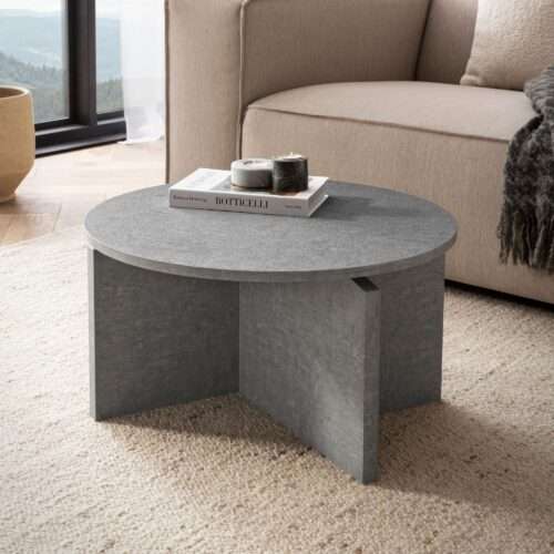 Couchtisch 60x60x33 cm Grau Sofatisch in Beton-Optik Modern Design Wohnzimmertisch – Bild 2