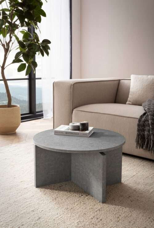 Couchtisch 60x60x33 cm Grau Sofatisch in Beton-Optik Modern Design Wohnzimmertisch – Bild 3