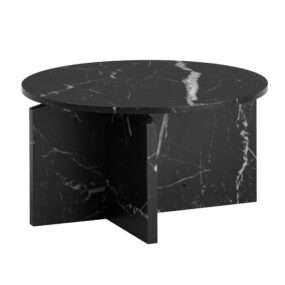 Couchtisch 60x60x33 cm Schwarz Sofatisch in Marmor-Optik Modern