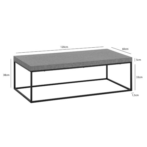 Couchtisch 120x60x38 cm Grau Sofatisch in Beton-Optik Modern Design Wohnzimmertisch – Bild 4