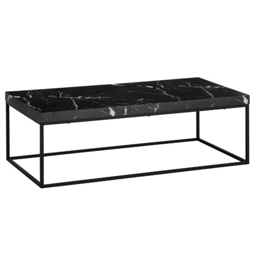 Couchtisch 120x60x38 cm Schwarz Sofatisch in Marmor-Optik Modern Design Wohnzimmertisch – Bild 7