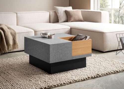 Couchtisch 65x65x40 cm Grau Sofatisch in Beton-Optik Modern Design Wohnzimmertisch – Bild 3