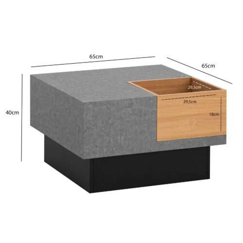 Couchtisch 65x65x40 cm Grau Sofatisch in Beton-Optik Modern Design Wohnzimmertisch – Bild 4