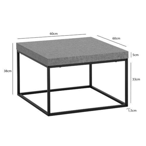 Couchtisch 60x60x38 cm Grau Sofatisch in Beton-Optik Modern Design Wohnzimmertisch Quadratisch – Bild 4