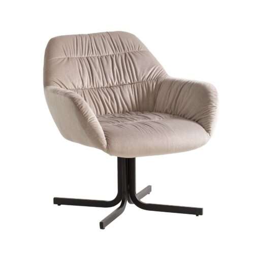 Loungesessel Samt Beige Design Clubsessel mit Metallbeine