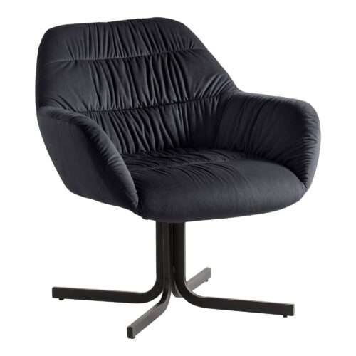 Loungesessel Samt Schwarz Design Clubsessel mit Metallbeine