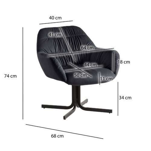 Loungesessel Samt Schwarz Design Clubsessel mit Metallbeine Schalenstuhl gepolstert mit Rückenlehne – Bild 4