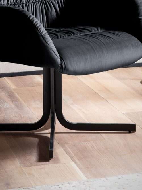 Loungesessel Samt Schwarz Design Clubsessel mit Metallbeine Schalenstuhl gepolstert mit Rückenlehne – Bild 6