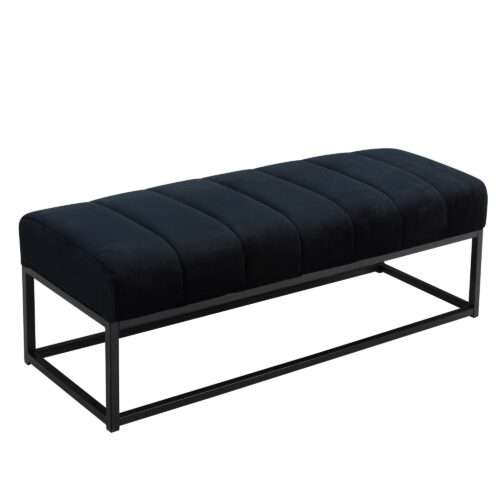 Sitzbank Samt Schwarz 108x40x40 cm Flur Polsterbank mit Metallgestell