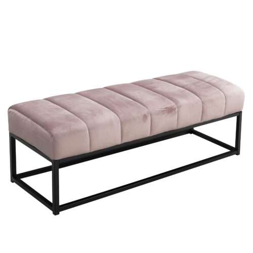 Sitzbank Samt Rosa 108x40x40 cm Flur Polsterbank mit Metallgestell