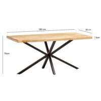 Esszimmertisch 180x90x76 cm Mango Massivholz Metall Esstisch Industrial – Bild 4