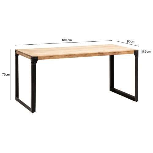 Esszimmertisch 180x90x76 cm Akazie Massivholz Metall Esstisch Industrial Küchentisch – Bild 4