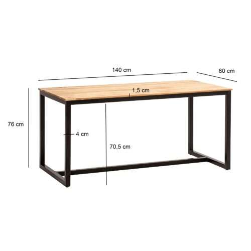 Esszimmertisch 140x80x76 cm Akazie Massivholz Metall Esstisch Loft-Style Küchentisch – Bild 4