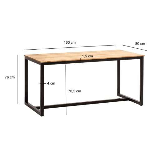 Esszimmertisch 160x80x76 cm Akazie Massivholz Metall Esstisch Loft-Style Küchentisch – Bild 4