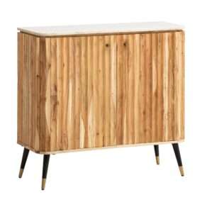 Hausbar Akazie Massivholz 95x90x41 cm Weinbar Echter Marmor