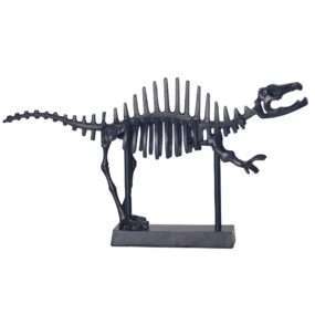 Dekofigur T-Rex Aluminium Schwarz Dino Statue 62 cm mit Sockel