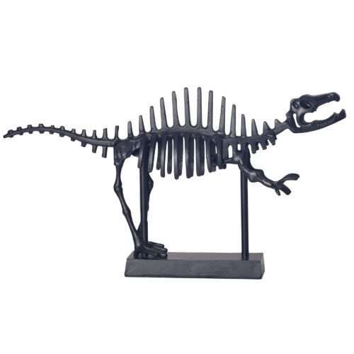 Dekofigur T-Rex Aluminium Schwarz Dino Statue 62 cm mit Sockel