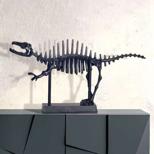 Dekofigur T-Rex Aluminium Schwarz Dino Statue 62 cm mit Sockel Design Metall Deko Alu Modern – Bild 2