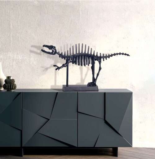 Dekofigur T-Rex Aluminium Schwarz Dino Statue 62 cm mit Sockel Design Metall Deko Alu Modern – Bild 3