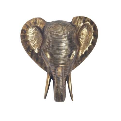 Wanddeko Elefant Aluminium Gold Afrika 41 cm Tierkopf