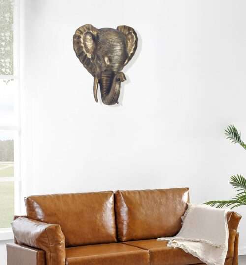 Wanddeko Elefant Aluminium Gold Afrika 41 cm Tierkopf Design Wanddekoration – Bild 6