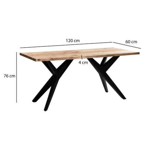 Esszimmertisch 120x60x76 cm Akazie Massivholz Metall Esstisch Loft-Style Küchentisch – Bild 4