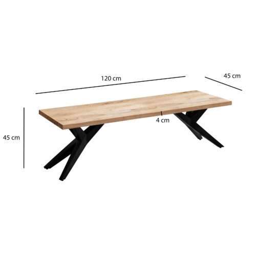 Esszimmerbank 120x45x45 cm Akazie Massivholz Metall Loft-Style Esstischbank Holzbank Massiv – Bild 4