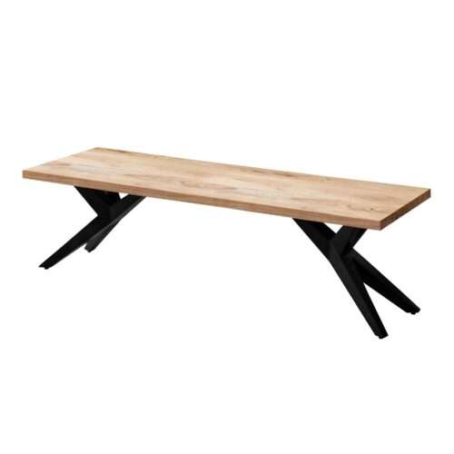 Esszimmerbank 120x45x45 cm Akazie Massivholz Metall Loft-Style Esstischbank Holzbank Massiv – Bild 7